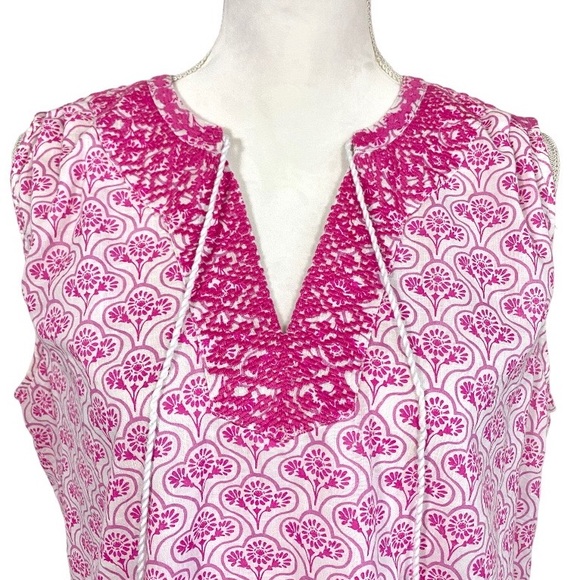 Joules Pink Daisy Foulard Oriella Dress Size US 12 sleeveless embroidered Boho - Picture 5 of 13